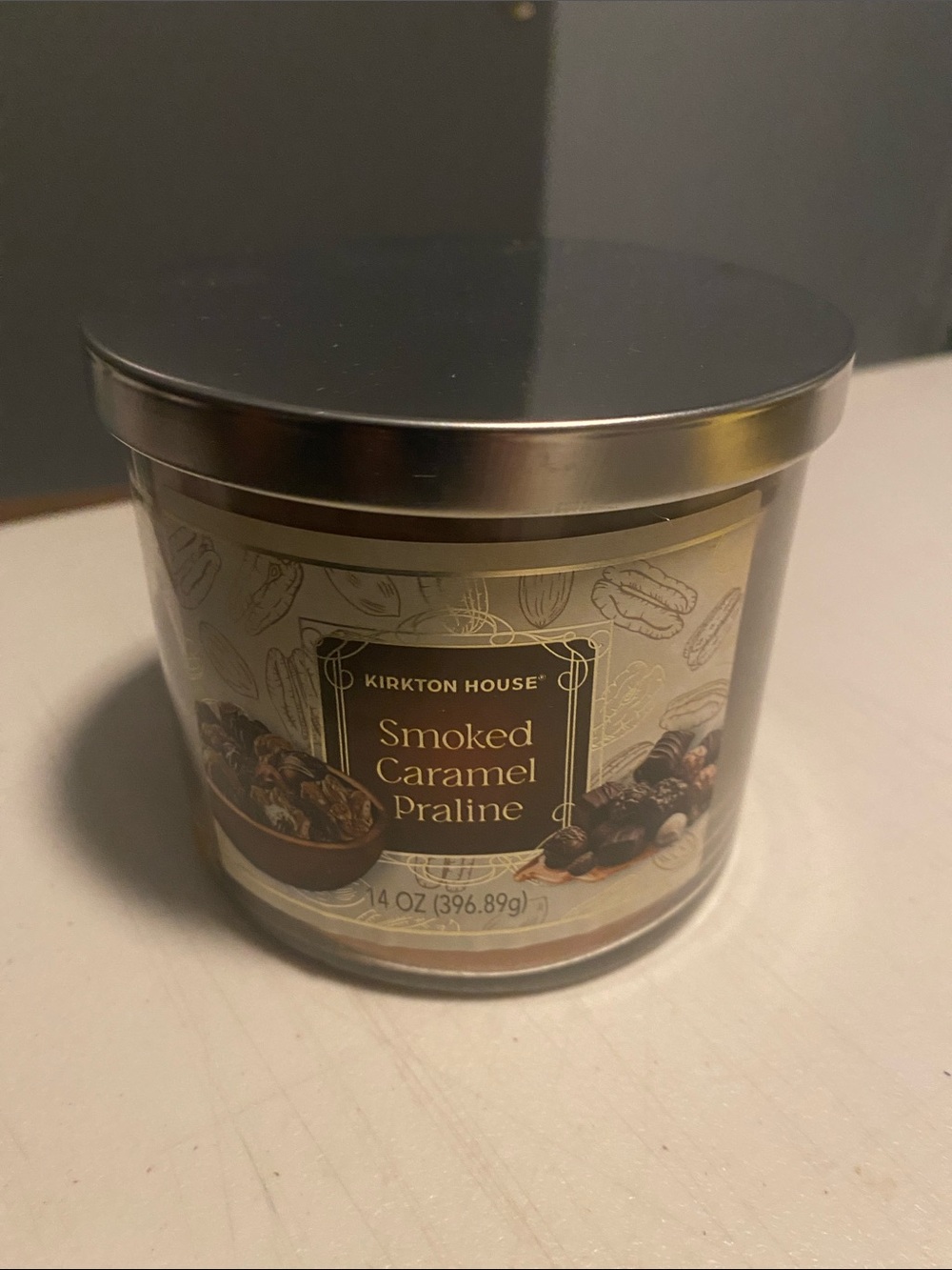 Kirkton House Smoked Caramel Praline Candle-3 Wick-New and Unused